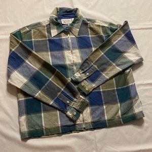 Christopher & Banks jacket very lite Gridded blue green and white colors